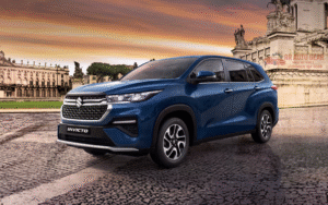 Maruti Suzuki Invicto front view showcasing bold grille and headlights