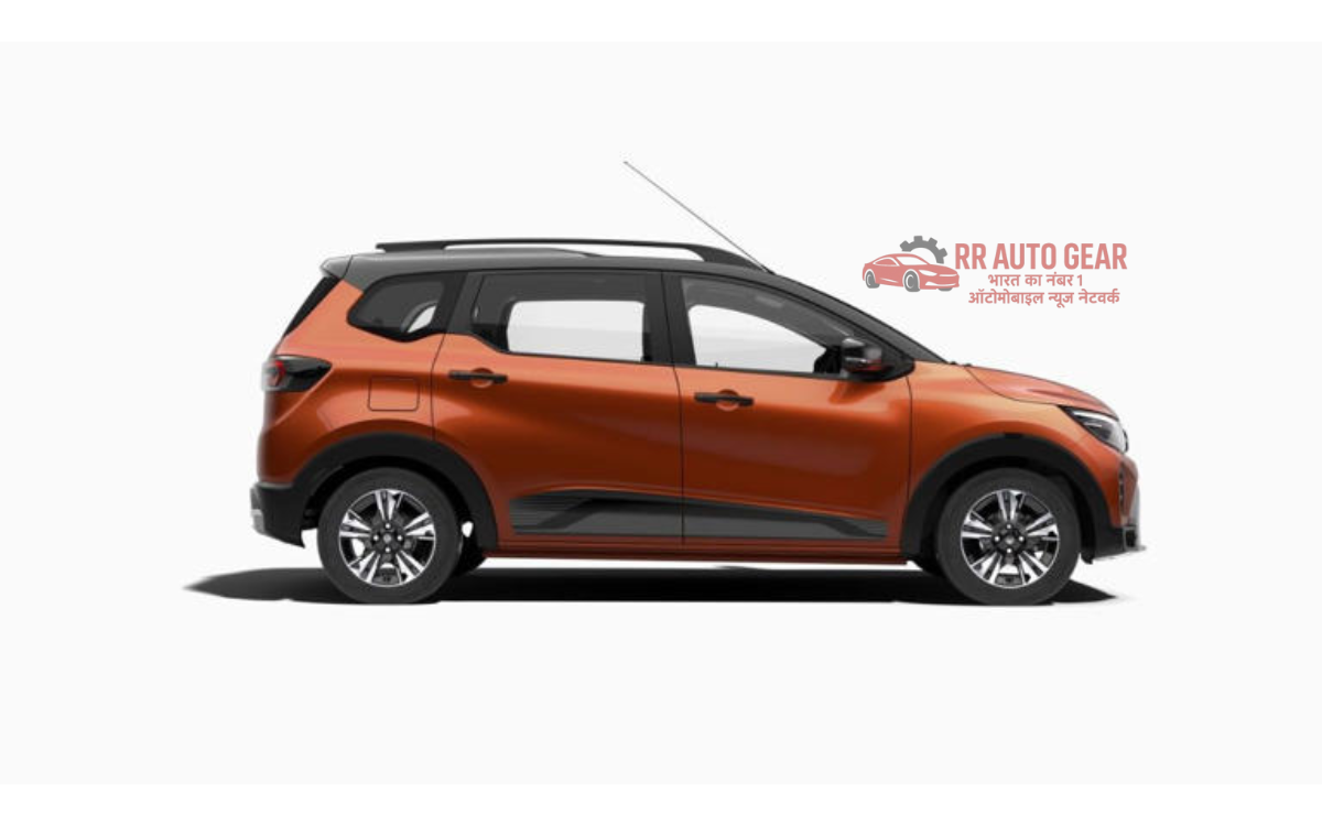 2025 Renault Triber facelift front view in Shadow Grey with new grille and LED DRLs