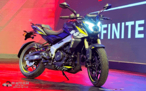 Front view of Bajaj Pulsar NS400Z showing aggressive LED headlamp and muscular fuel tank